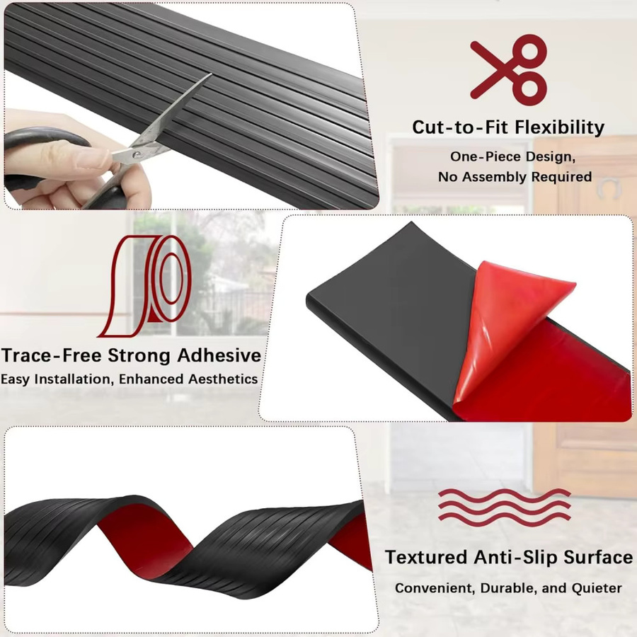 Selbstklebende PVC Schrittrampe mit Streifen als rutschfeste Klettermatte und Türschwelle, Breite: 7,5 cm, Länge: 90 cm - Bild 3