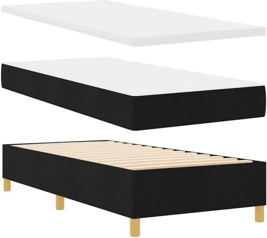 Modernes Boxspringbett mit Matratze von vidaXL in Schwarz aus Stoff und Holzwerkstoff, B/T/H: 80 x 200 x 128 cm - Bild 1