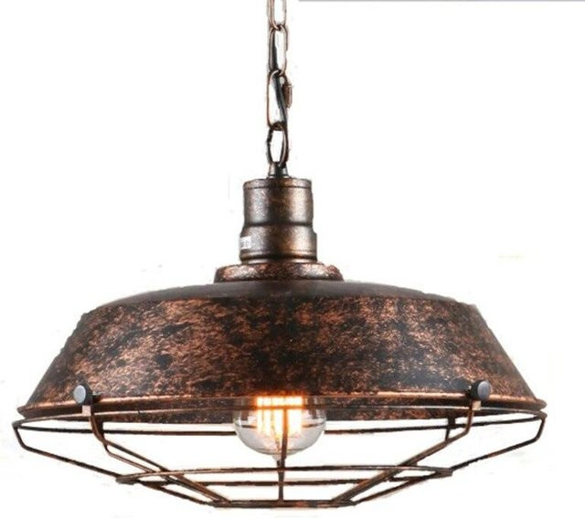 Yuda Lighting Vintage Pendelleuchte im Industrie-Stil aus Metall, Retro Deckenlampe mit E27 Fassung, Durchmesser: 36 cm, Schwarz/Bronze - Bild 1