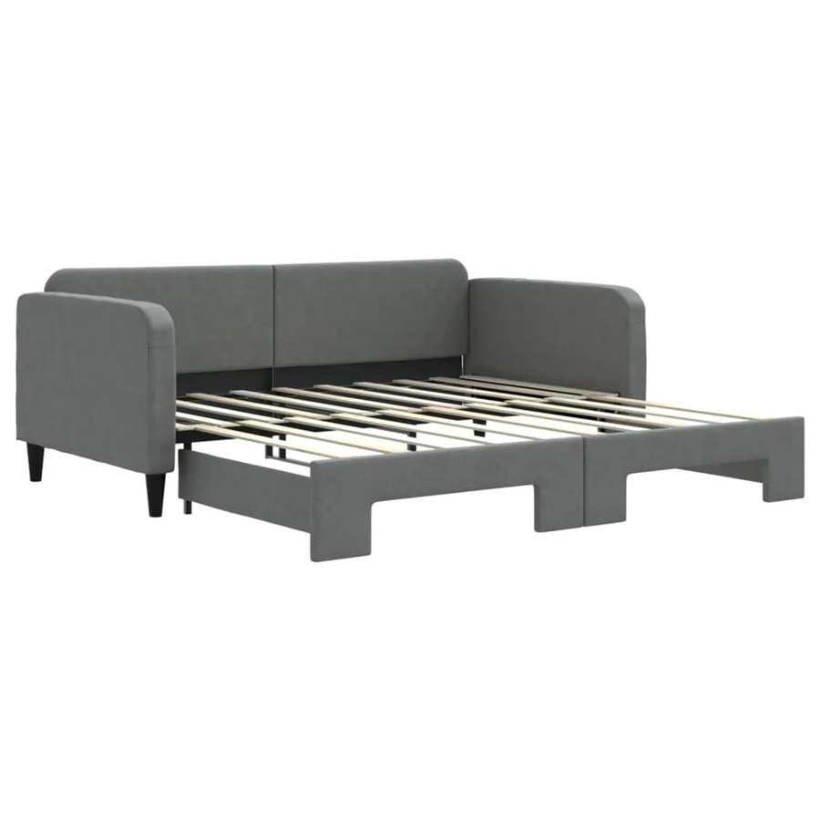 vidaXL Ausziehbares Tagesbett in Dunkelgrau mit Stoffbezug, B/T/H: 90 x 190 cm - Bild 2