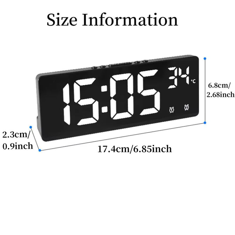 Digitaler Wecker mit Sprachsteuerung und Thermometer in Schwarz, LED Tischuhr mit Dual Alarm, Schlummerfunktion und Nachtmodus - Bild 6