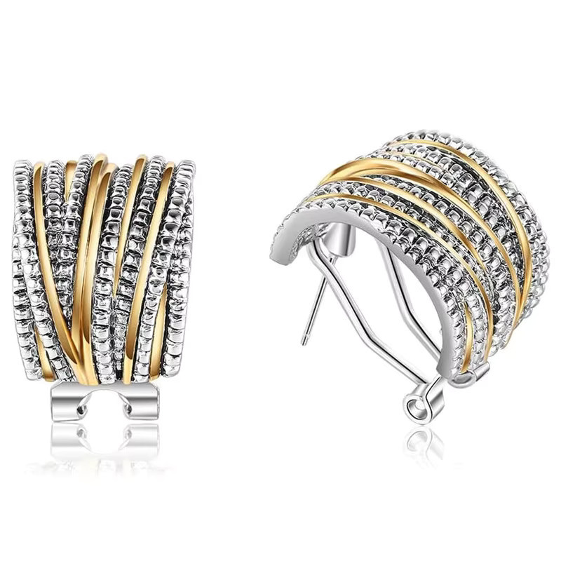 Huitan Stud Ohrringe, Silber, Damen, Kreuz Design - Bild 1