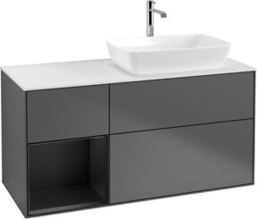 V&B Waschtischunterschrank Finion mit Wandbeleuchtung, Anthrazit lackiert, Breite: 120 cm, Höhe: 50,1 cm, Tiefe: 50,1 cm - Bild 1