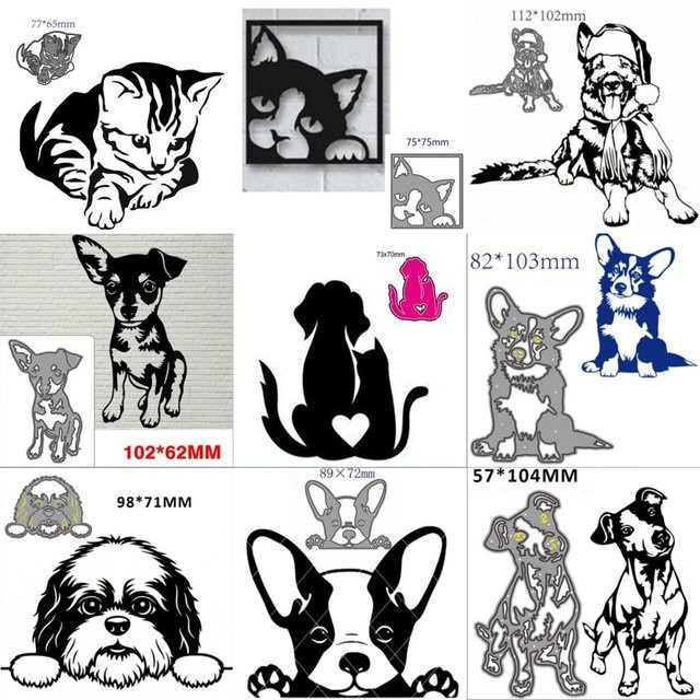 Metall Stanzformen für Katzen und Hunde in Schwarz für Scrapbook und Handwerk - Bild 1