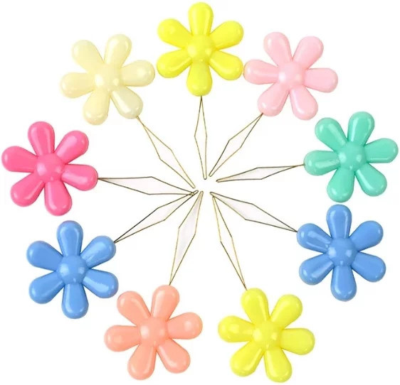 Blumenförmiger Nadel Einfädler aus Kunststoff in Weiß und Multicolour für Bastelarbeiten und Lederarbeiten - Bild 1
