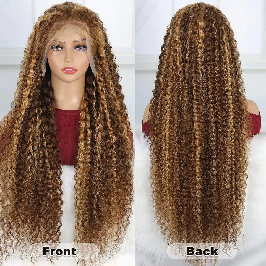 Swupod Perücke, Piano Highlight Ombre, Full Lace, Human Hair, Deep Curly - Bild 4