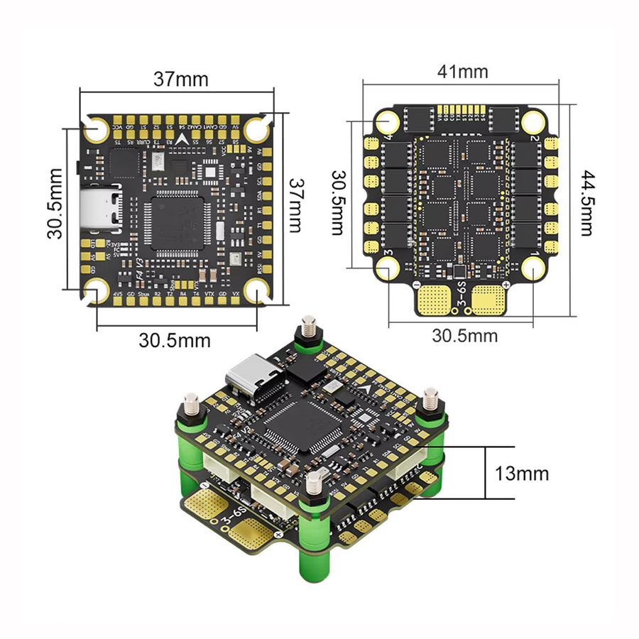 Aocoda-RC Stack F405 V3/V4 Flight Controller mit 60A 4in1 ESC 3060AM32 Schwarz 30x30mm - Bild 3