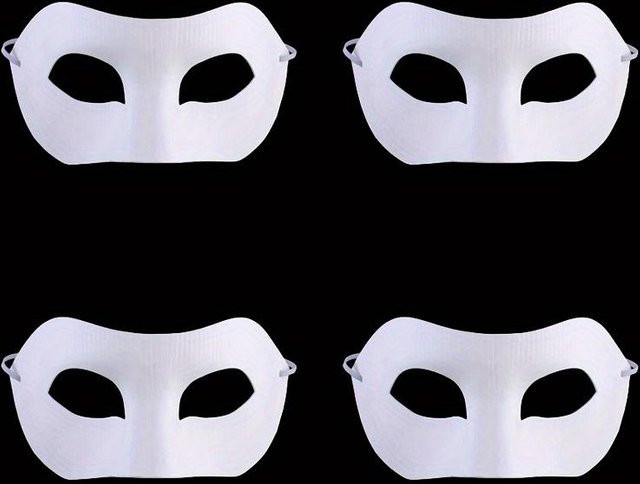 SZ-Damai Halloween DIY Masken, weiße handbemalte Zellstoffmasken, 4-teiliges Set - Bild 1