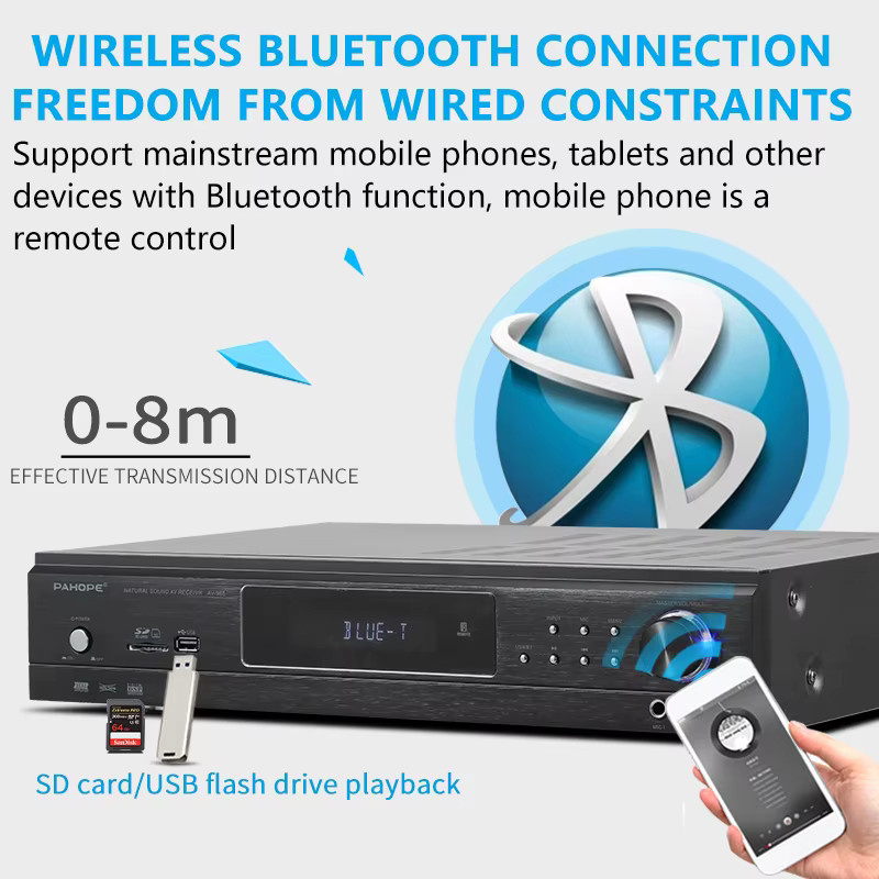 PAHOPE 5.1 Heimkino AV Receiver mit Bluetooth und 6 Kanälen in Schwarz - Bild 4