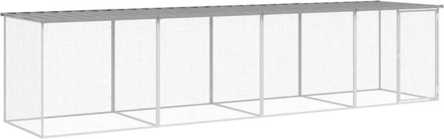 vidaXL Hühnerkäfig mit Dach aus verzinktem Stahl, Hellgrau, B: 403 cm, T: 98 cm, H: 90 cm - Bild 1