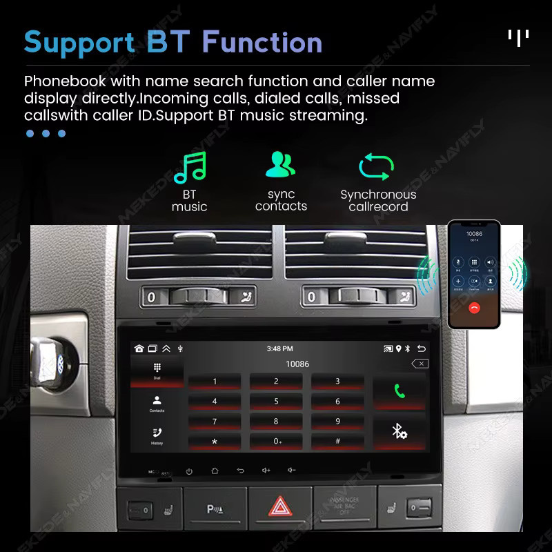 STRONGNAVI Android 15 Autoradio für VW Touareg und Transporter T5 (2004-2011) mit GPS Navigation, Carplay und Android Auto, Schwarz - Bild 4