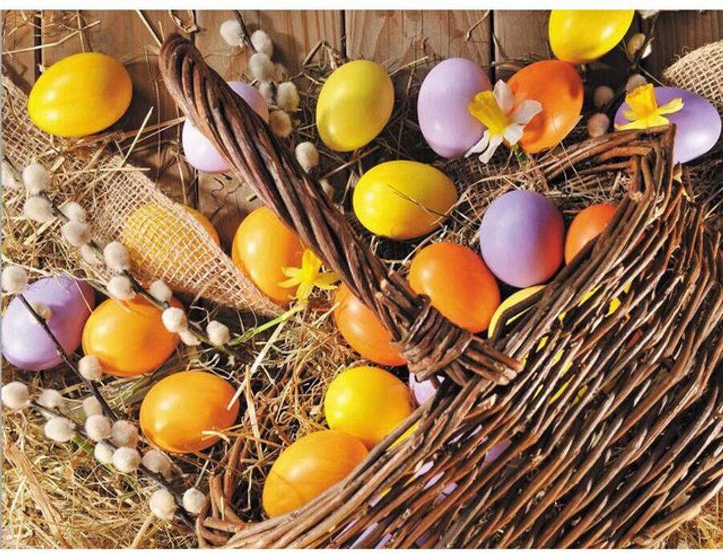 FIYO Diamond Painting Ostern Motiv mit Eiern, 5D DIY Kreuzstich Set mit runden Strasssteinen, mehrfarbig, B x H: 20 x 30 cm - Bild 1