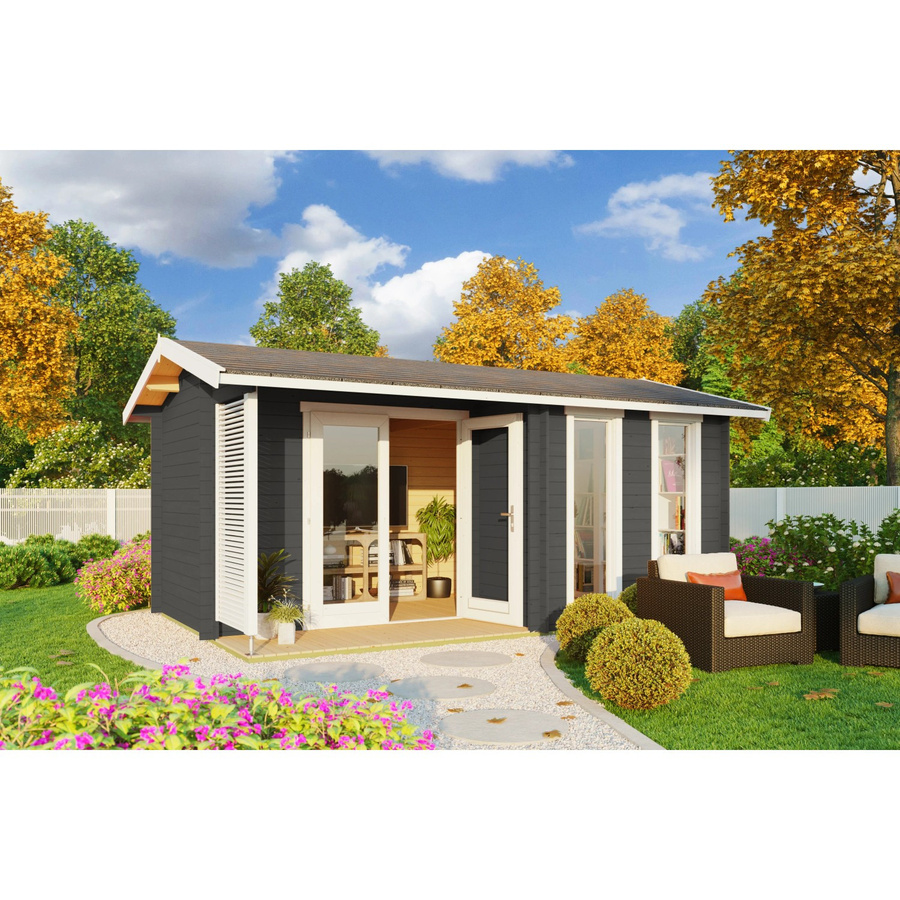 Lasita Gartenhaus Riverside aus Fichtenholz mit Satteldach in Carbongrau, B/H/T: 540 x 250,8 x 357,1 cm - Bild 2