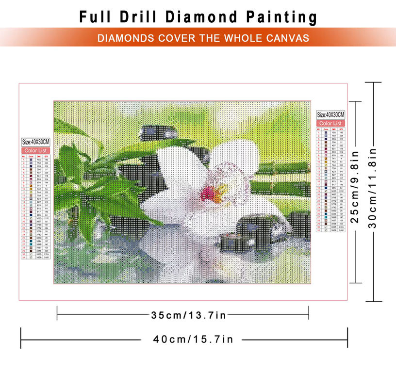 AZQSD Diamant-Malerei Orchideen-Blumenmuster als DIY-Kreuzstich-Set in Mehrfarbig, B/H: 30 x 40 cm - Bild 2