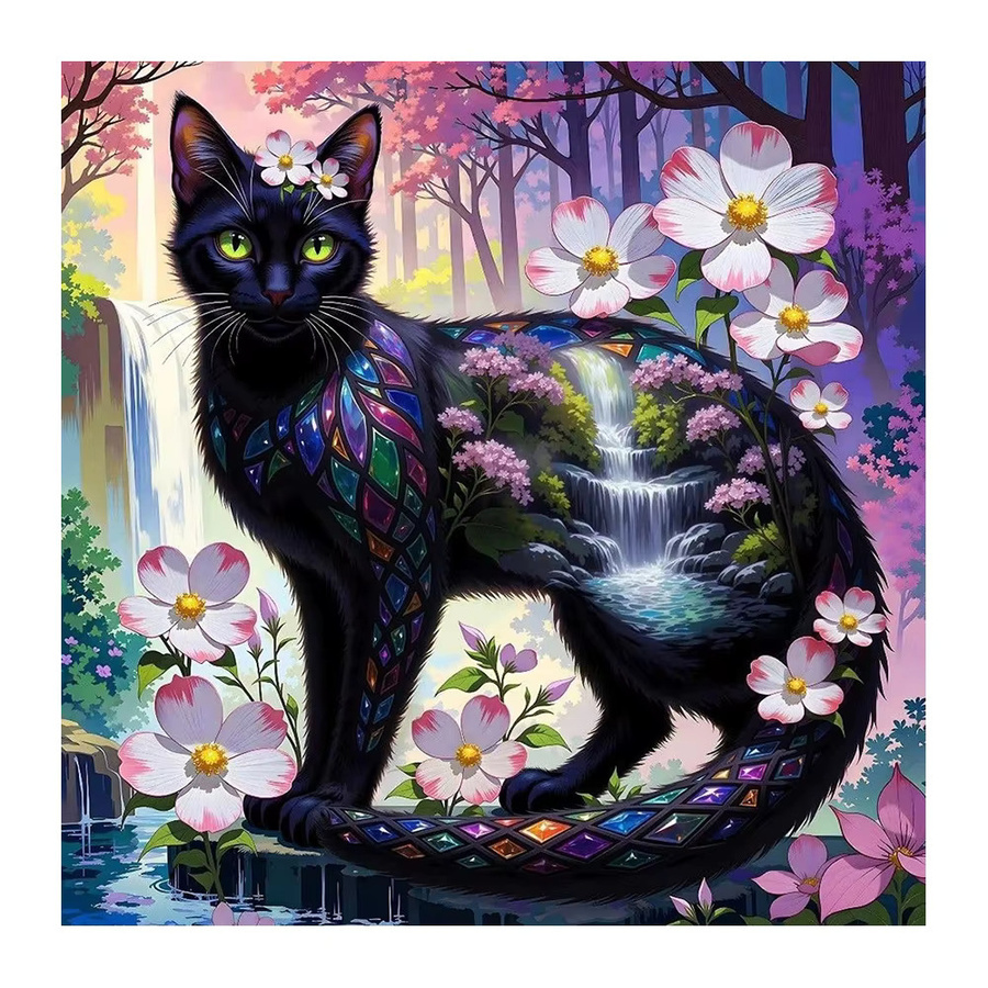 EverShine DIY 5D-Diamantgemälde Katze und Blumen mit vollem Bohrer in Multicolour, B/H: 20 x 20 cm - Bild 4