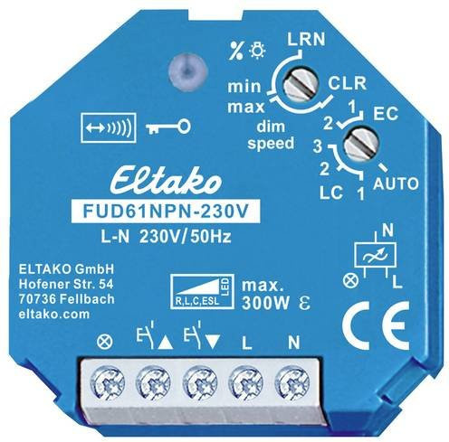 Eltako Funk Aktor FUD61NPN-230V Universal Dimmschalter für Unterputz Montage in Blau - Bild 1