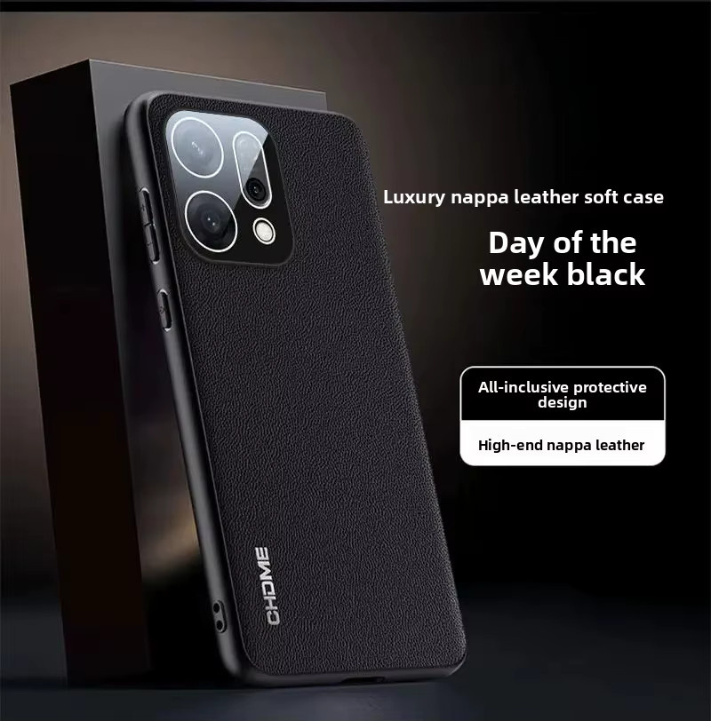 Business Nappa-Textur Handyhülle für OPPO Reno 15 Pro, Find X9 Ultra, X9 Pro, A6 Pro, A5 5G mit Linsenschutz-Abdeckung in Schwarz oder Rot - Bild 1