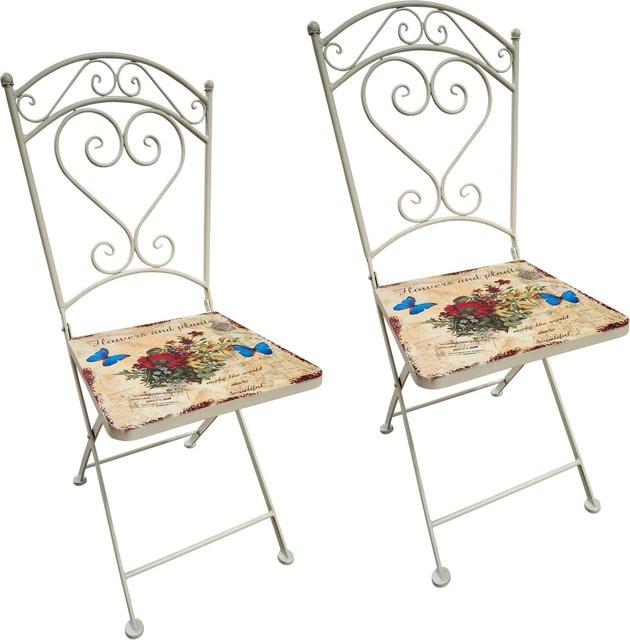 HTI-Line Metallstuhl 2er Set Flowers and Plants im Vintage-Design, Mehrfarbig - Bild 1