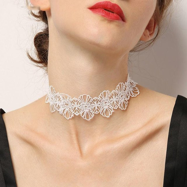 Choker Halskette Spitze, Imitationsperle, beige, Damen - Bild 1