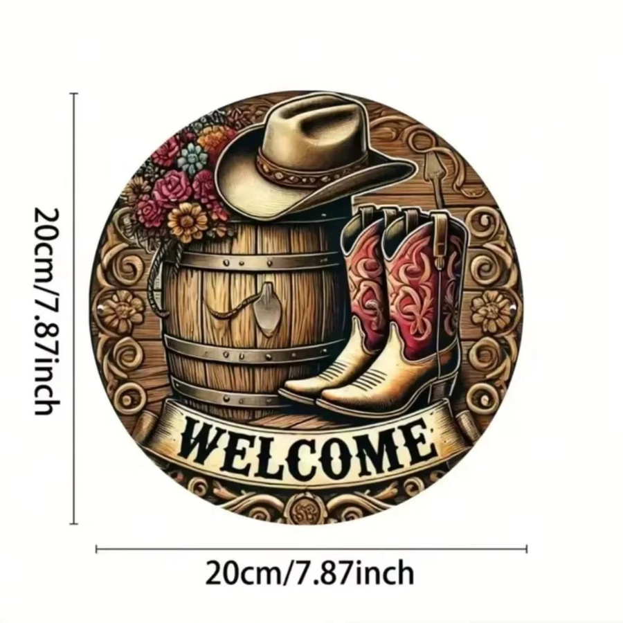 CIFBUY Vintage Western Rundes Metallschild in Multicolour als Retro Wandtafel mit Tiermotiv - Bild 2