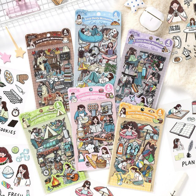 4 BÖLCHEN Scrapbook-Aufkleber Set, Multicolour Journaling-Zubehör und Bastel-Collage-Sticker für deine Kartenherstellung und Junk-Journal-Deko - Bild 1