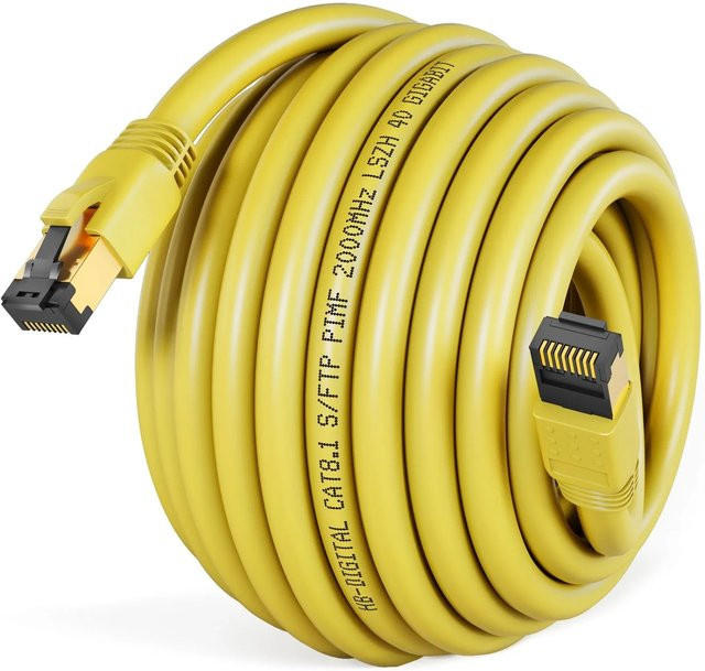 hb-digital Patchkabel CAT 8.1 LAN Kabel RJ45 S/FTP Gelb, 25 m - Bild 1