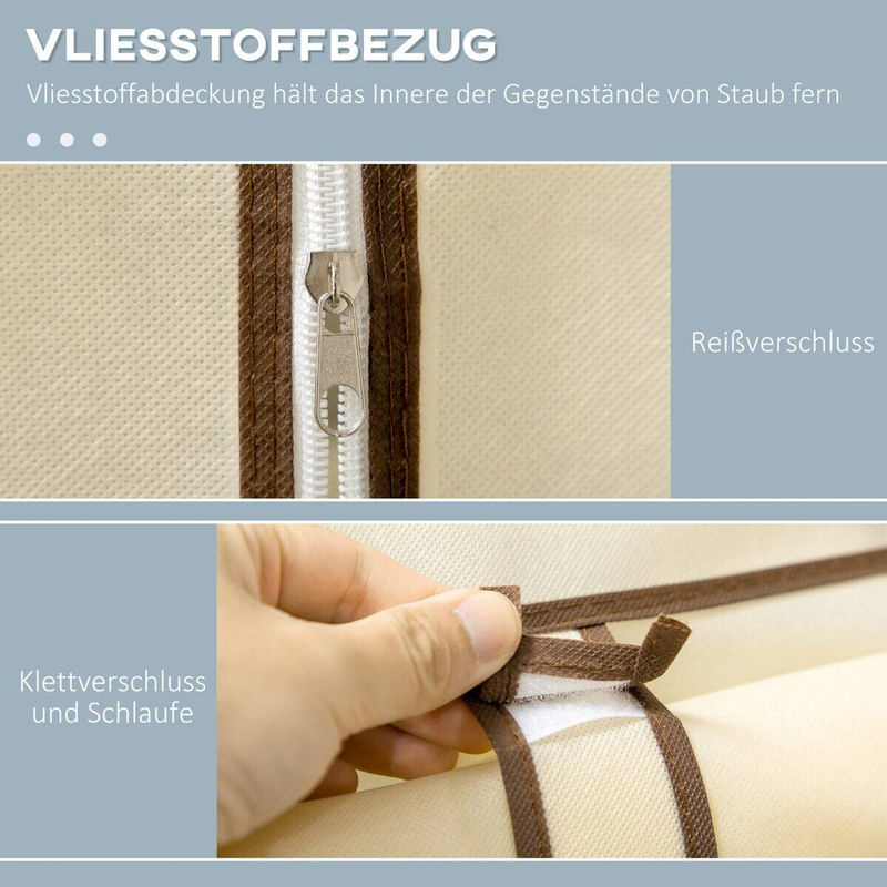 HOMCOM Kleiderschrank Stoffschrank mit Kleiderstange und Regalfächern in Cremeweiß, B/T/H: 103 x 43 x 162,5 cm - Bild 6