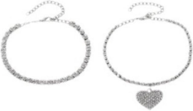 Allbestart Fußkettchen Set, Silber, Kupfer, Zirkonia, Kristall, Damen - Bild 1
