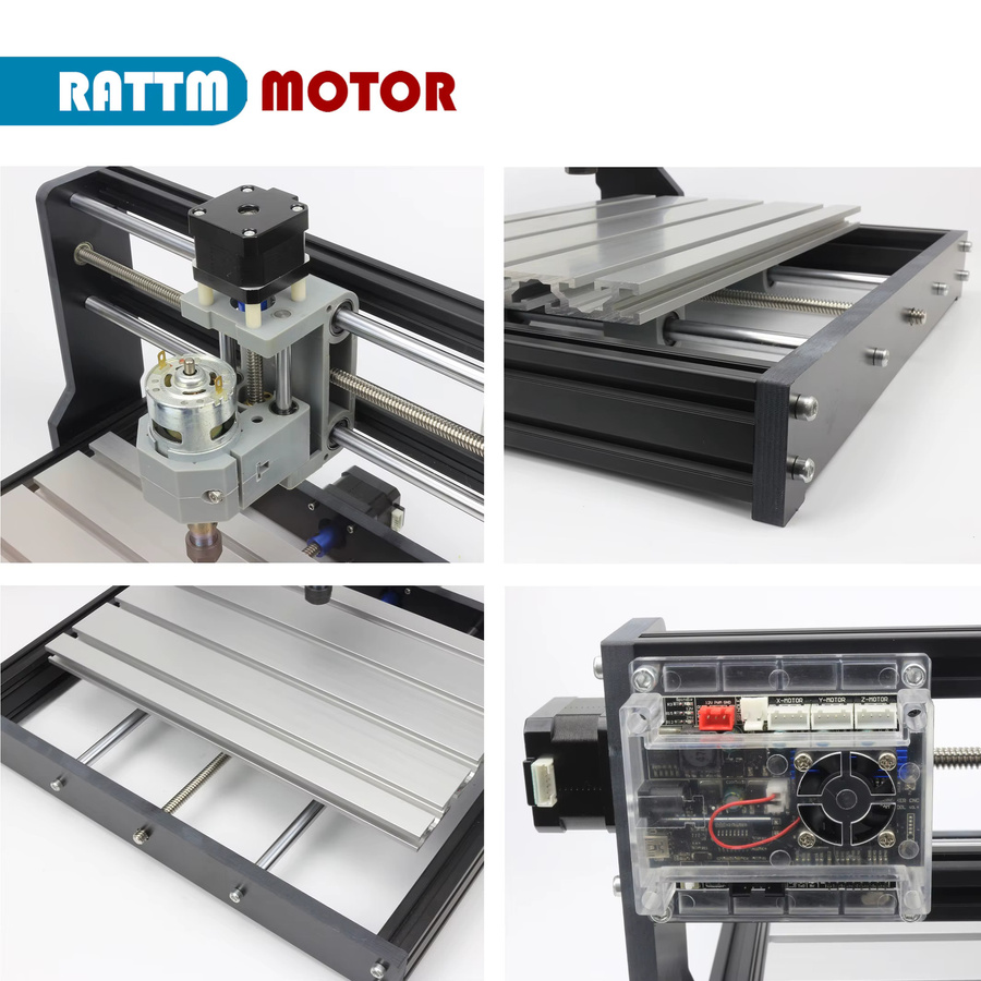 POWACE CNC 3018 Pro Lasergravierer 3-Achsen GrBL-gesteuerte Fräsmaschine für Holzbearbeitung in Schwarz mit optionalem Laserkopf - Bild 4