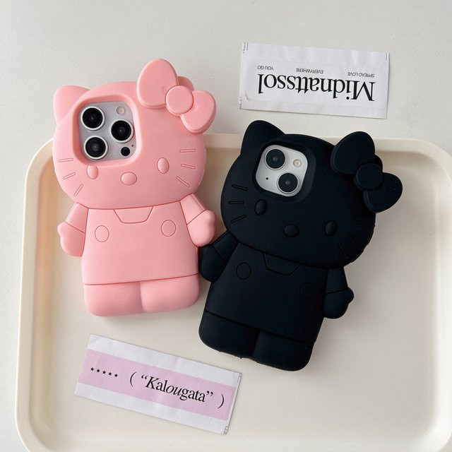 Sanrio Hello Kitty Handyhülle aus weichem Silikon mit 3D-Design für iPhone 17 16 15 14 13 12 Pro Max - Bild 1