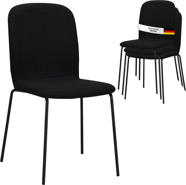 Albatros Esszimmerstuhl ENNA 4er Set Schwarz stapelbar mit Polsterung und Metall-Gestell - Bild 2