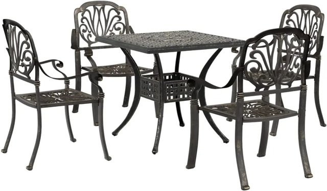 vidaXL 5-teilige Garten-Essgruppe aus Aluminium-Druckguss in Bronze für Garten, Veranda und Terrasse - Bild 1