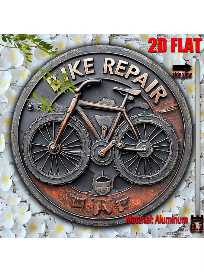 Potdemiel Vintage Metall-Wandkunst Fahrrad-Design, rund, Mehrfarbig, Durchmesser: 20 cm - Bild 3