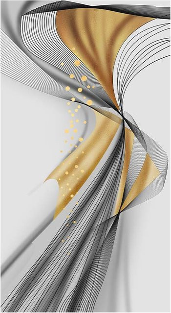 DIMENGQI Abstraktes Band-Leinwandgemälde in Gold, Modernes Wandkunstbild für Wohnzimmer und Schlafzimmer, B/H: 30 x 60 cm - Bild 1