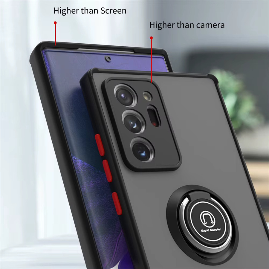 Magnetische Schutzhülle für Samsung Galaxy S8 S9 S10 S10 Plus Note 8 9 10 20 Plus Ultra mit Ringhalterung und Standfunktion in Schwarz - Bild 3