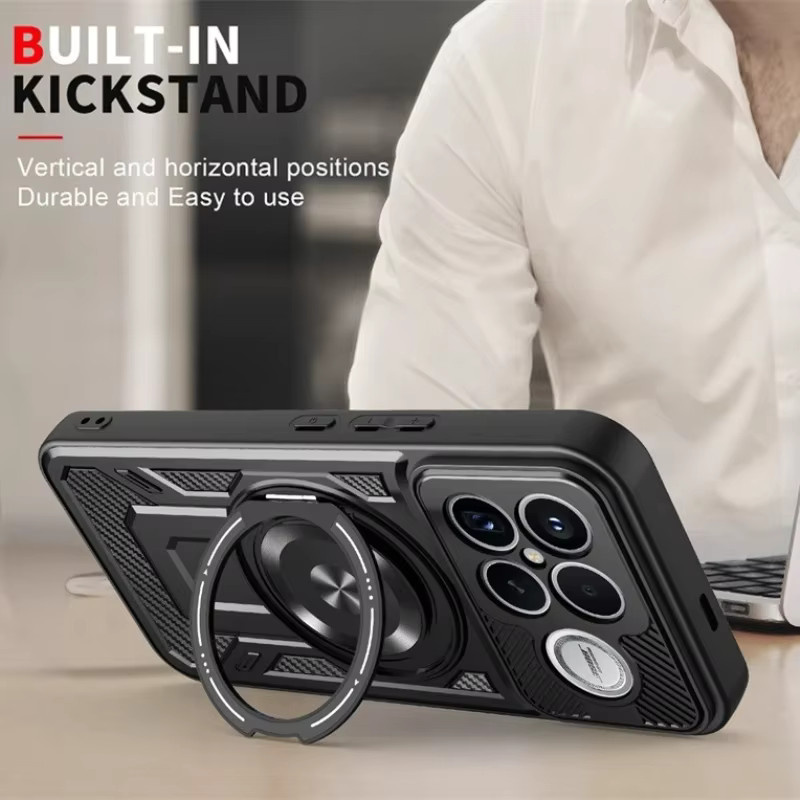Heavy Duty Schutzhülle für Xiaomi Poco F8 Ultra und Poco F8 Pro mit Ring-Ständer und Halterung in Schwarz und Gold - Bild 2