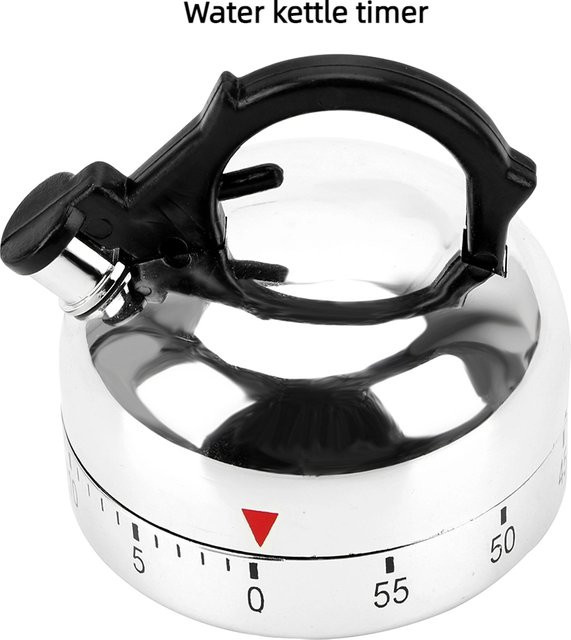 NICEYARD Mechanischer Küchentimer in Wasserkocherform, Silber, Kunststoff, 60 Minuten Countdown-Alarm - Bild 1