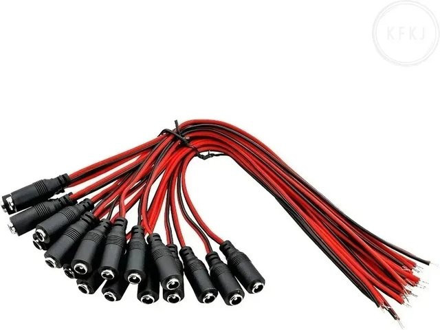 20 Stück DC-Pigtail-Anschlusskabel, weiblich, 5,5 mm x 2,1 mm, 12 V, 5 A, Schwarz - Bild 1