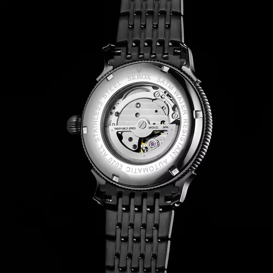 SKROX Armbanduhr Automatik, Edelstahl, Saphirglas, Schwarz, Herren - Bild 3