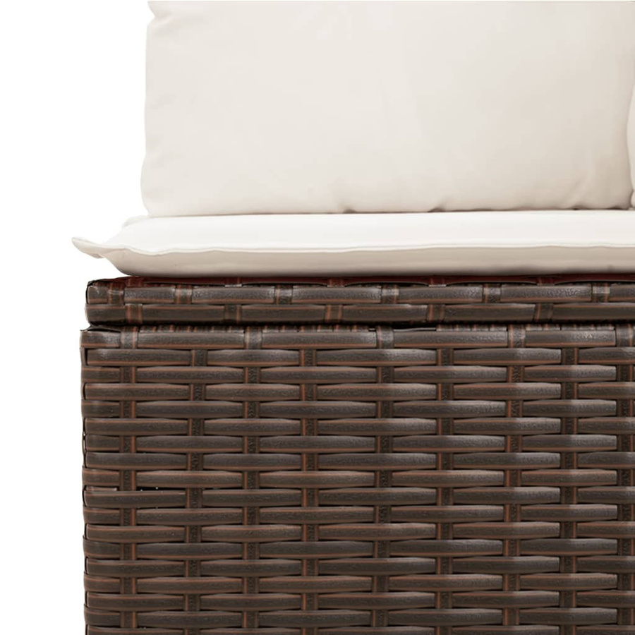 vidaXL 7-teilige Garten-Sofagarnitur in L-Form mit Kissen, Braun, Polyrattan und pulverbeschichtetem Stahl - Bild 3