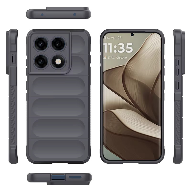 Motorola Moto Signature Edge 70 Pro Ultra Fusion 60 50 Neo G67/77/17/86/06 Airbag-Schutzhülle mit Wellenmuster in Grau aus weichem Silikon - Bild 3