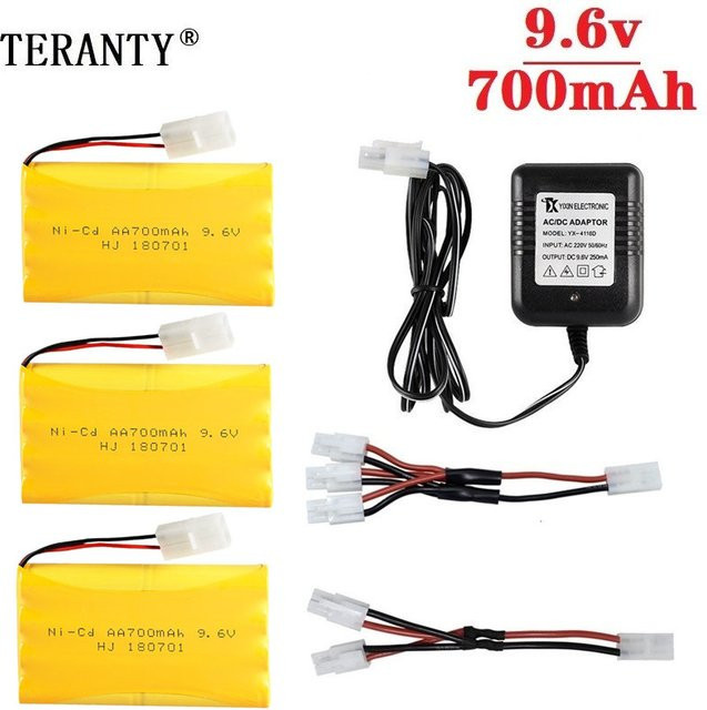 TERFPV Ni-CD Akku Set 9,6V 700mAh mit Ladegerät in Gelb für RC-Spielzeugautos, Panzer und Roboter - Bild 1