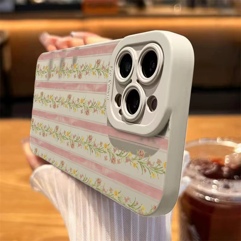 Stoßfeste Handyhülle mit rosa floralem Streifenmuster für Xiaomi Mi 11 Lite 5G, 14T, 13T, 12T, 14, Poco X7, X6, X5, F5, F6, F7 Pro - Bild 4