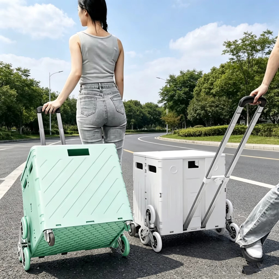 HGTUGO Faltbarer Handwagen mit 75L Kapazität und Drehrädern in Grün - Bild 3