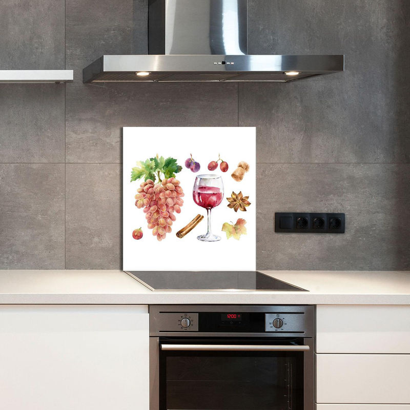 Modernes Glaspaneel für die Küche mit floralem Design in Rot und Mehrfarbig, B: 60 cm, H: 65 cm - Bild 3