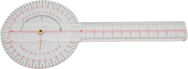 Professionelles Gelenk-Goniometer mit 360 Grad Messbereich und klarer Skala in Transparent Weiß - Bild 1