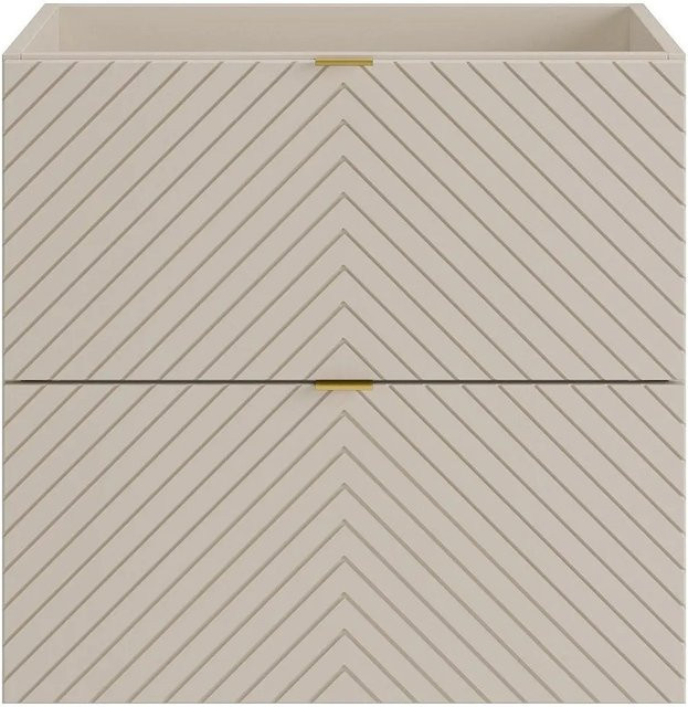 Waschbeckenunterschrank Dorioni in Beige mit Chevron-Muster, Breite: 60 cm, Höhe: 61,6 cm, Tiefe: 46 cm - Bild 1