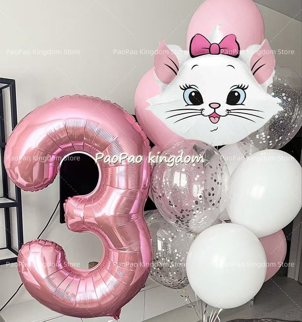Disney Marie Katze Party-Ballon-Set aus Latex und Folie in Pink für Kindergeburtstage und Babypartys - Bild 1