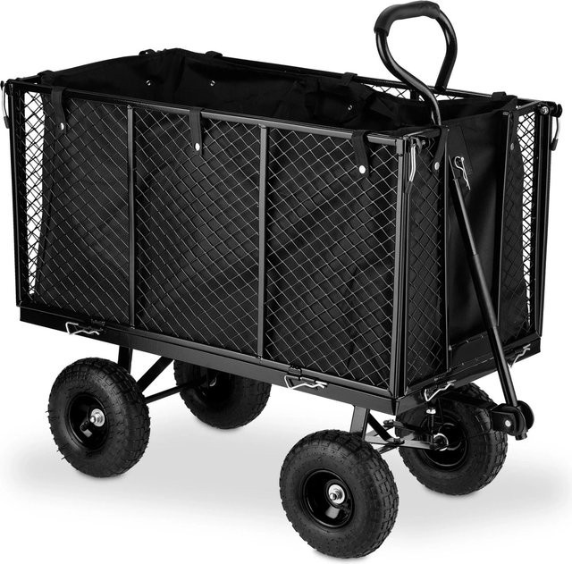 Relaxdays Bollerwagen aus Stahl in Schwarz, klappbar, B/T/H: 83 x 51 x 110 cm - Bild 1