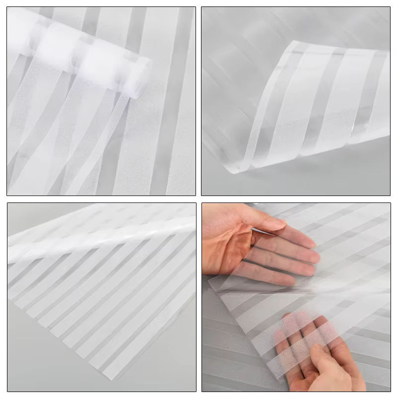 BUNPIG Fensterfolie 3D Privatsphäre aus Vinyl, dekorative Fensteraufkleber transparent, statisch haftend, B: 100 cm, H: 30 cm - Bild 4